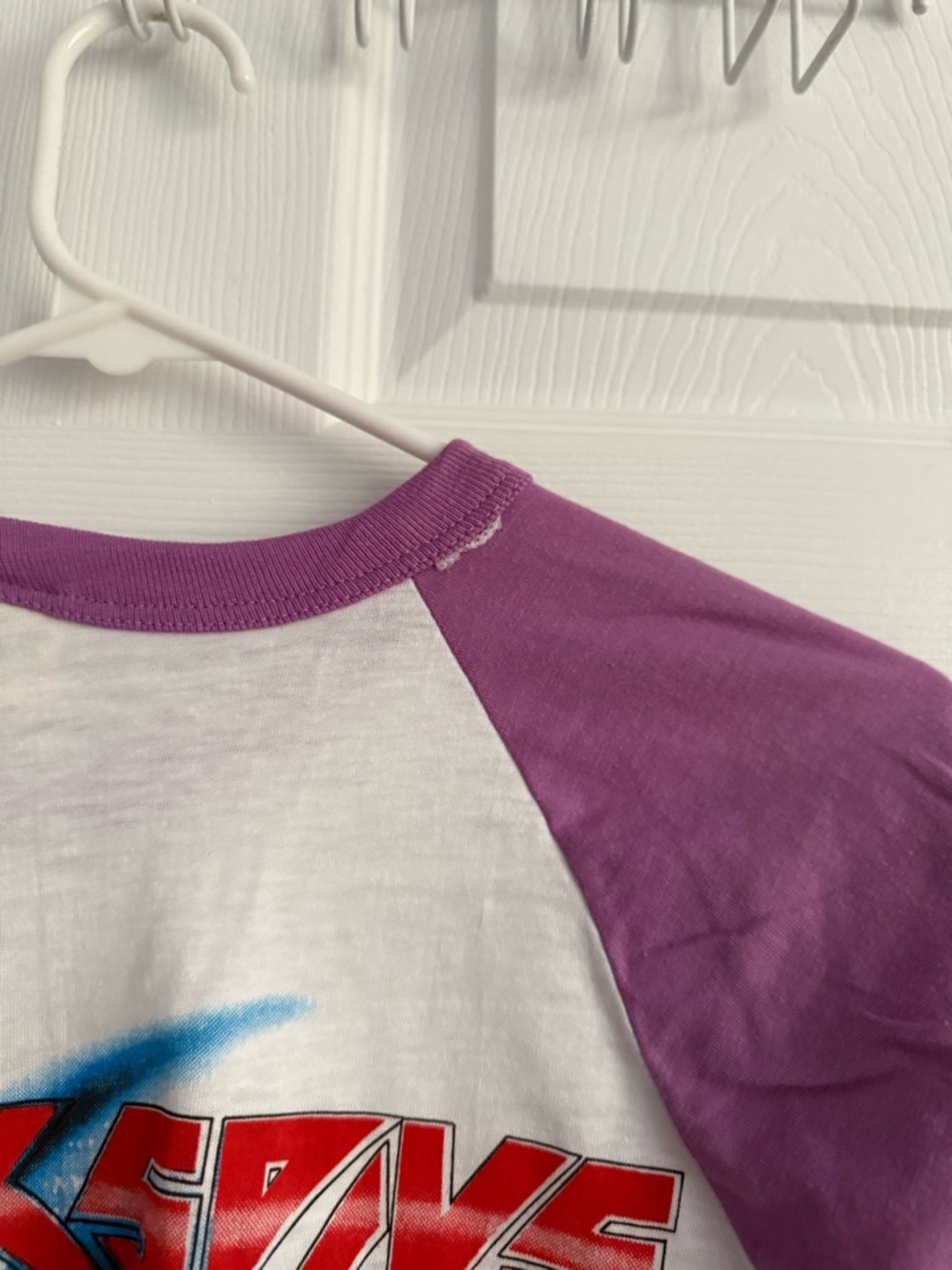 The Jacksons Victory Tour Vintage 80s 1984 Shirt Purple and White Raglan T-Shirt - Picture 5 of 7